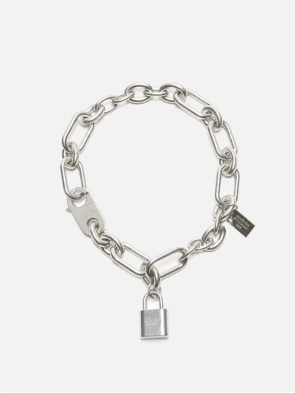 Acne Studio Logo Padlock Chain Necklace Link Charm Vintage Silver